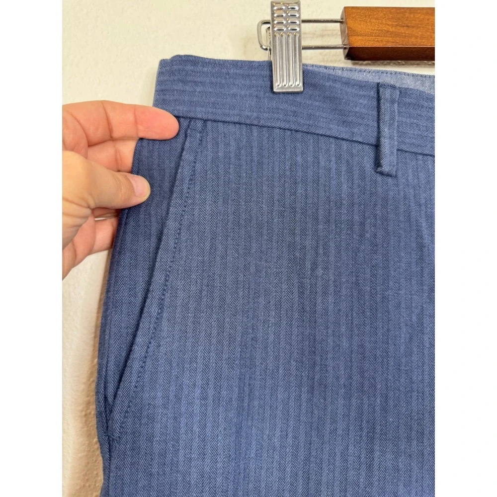 Banana Republic Slim Fit Blue Herringbone Dress Pants Mens 33x32 Cotton Stretch